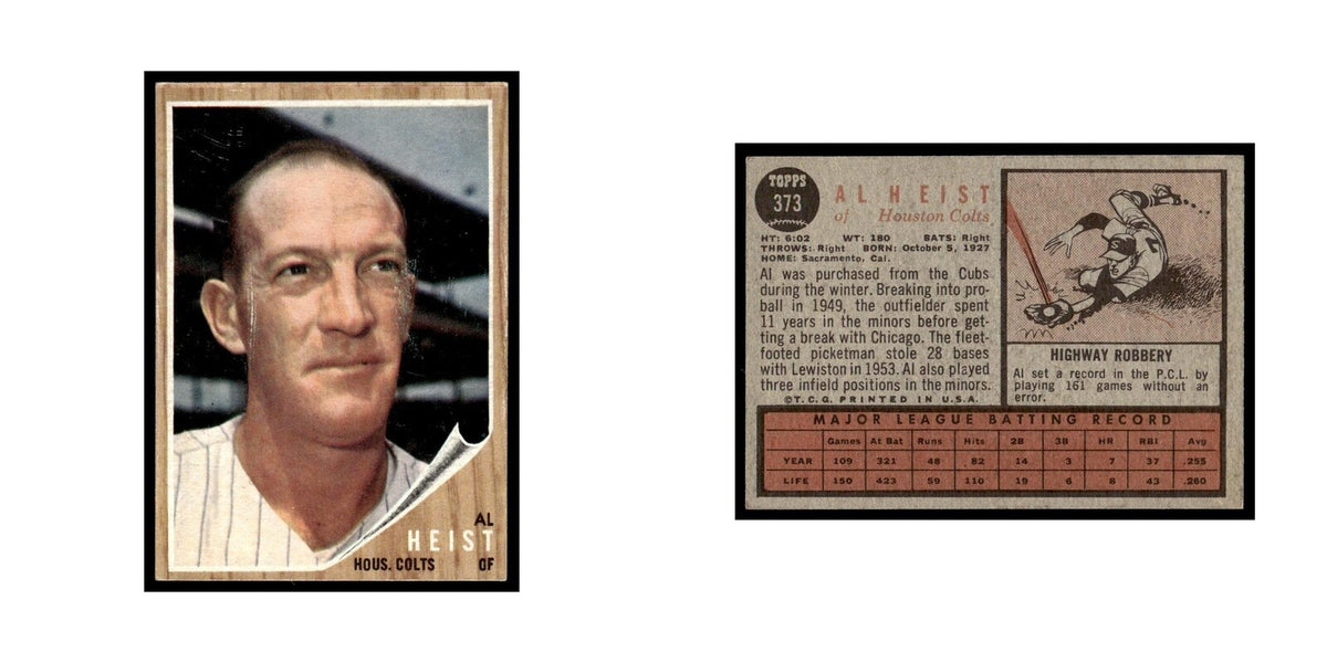 Al Heist 1962 Topps #373 Houston Colt .45s Baseball Card VG