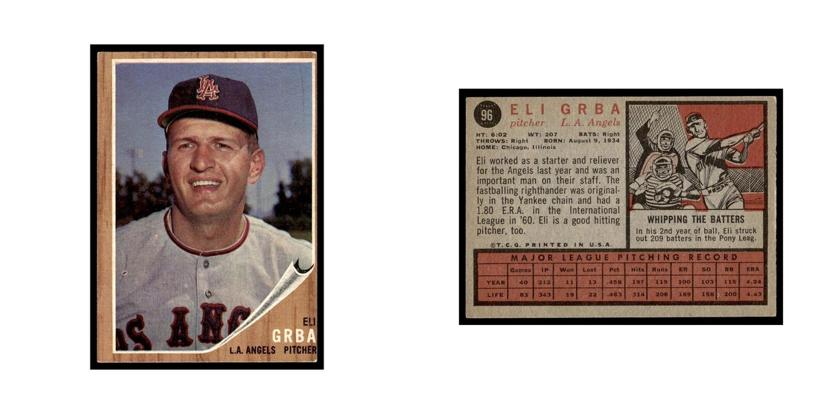 Eli Grba 1962 Topps #96 Los Angeles Angels Baseball Card VG