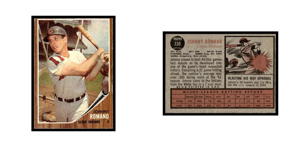 Johnny Romano 1962 Topps #330 Cleveland Indians Baseball Card VG