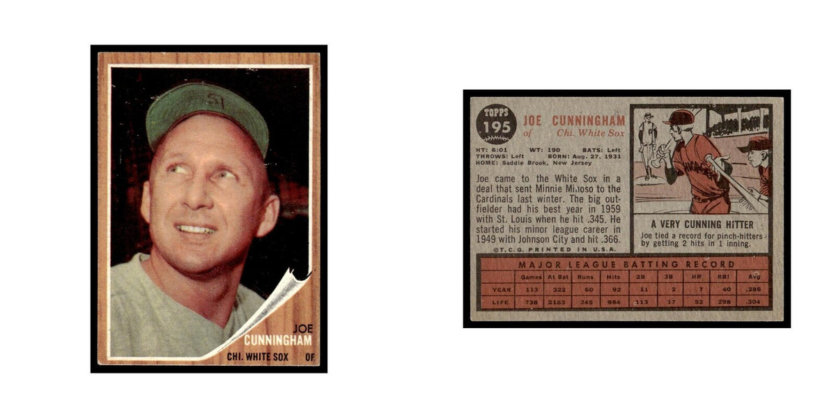 Joe Cunningham 1962 Topps #195 Chicago White Sox Baseball Card VG