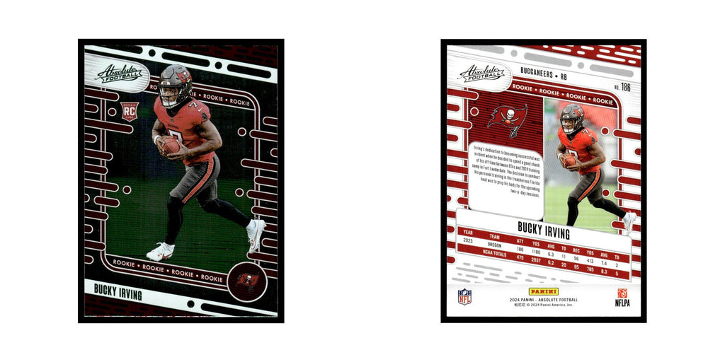 Bucky Irving Rookie 2024 Panini Absolute #186 Tampa Bay Buccaneers NM