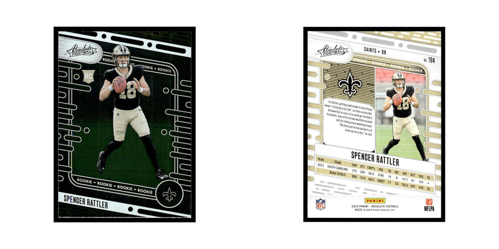 Spencer Rattler Rookie 2024 Panini Absolute #194 New Orleans Saints NM
