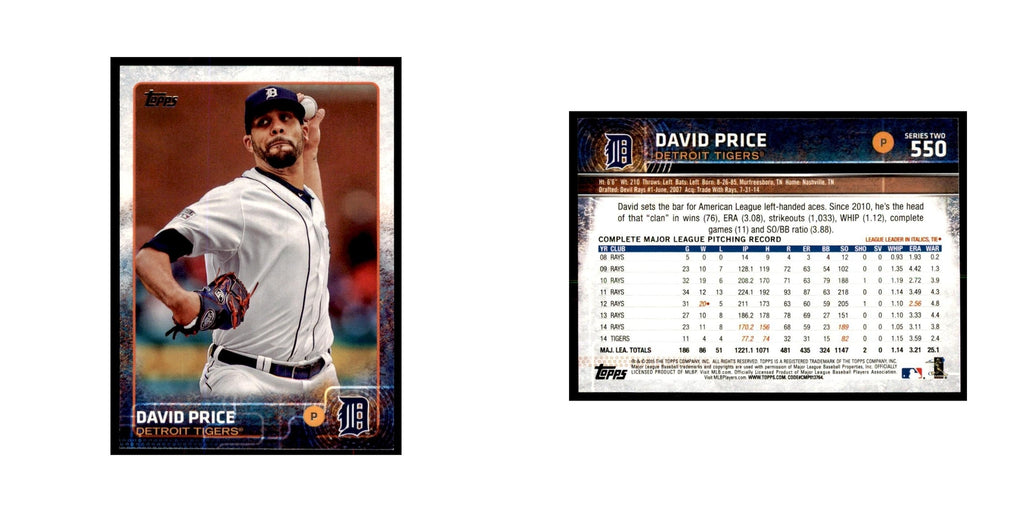 David Price 2015 Topps #550 Baseball Cards Baseball Card NM