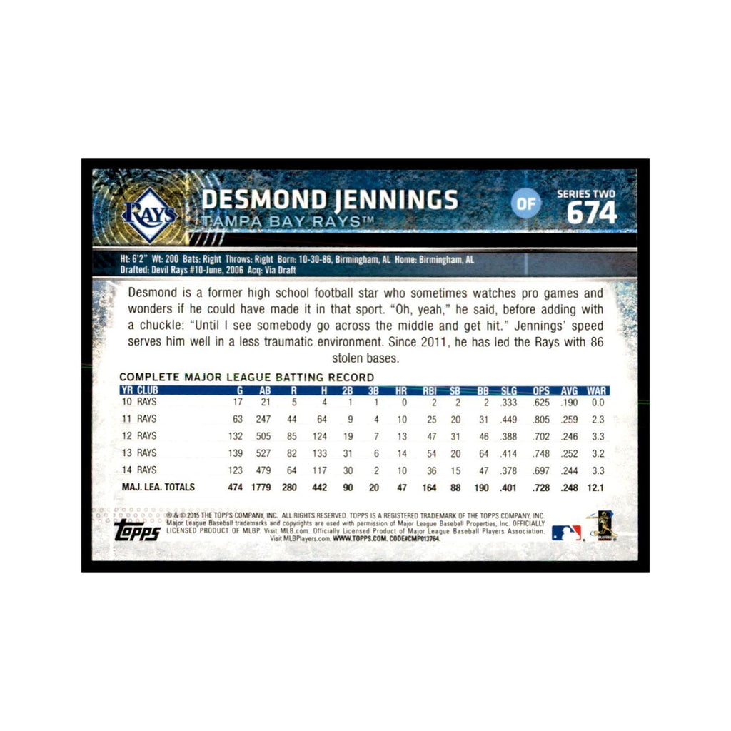 Desmond Jennings 2015 Topps #674 Baseball Cards Baseball Card NM
