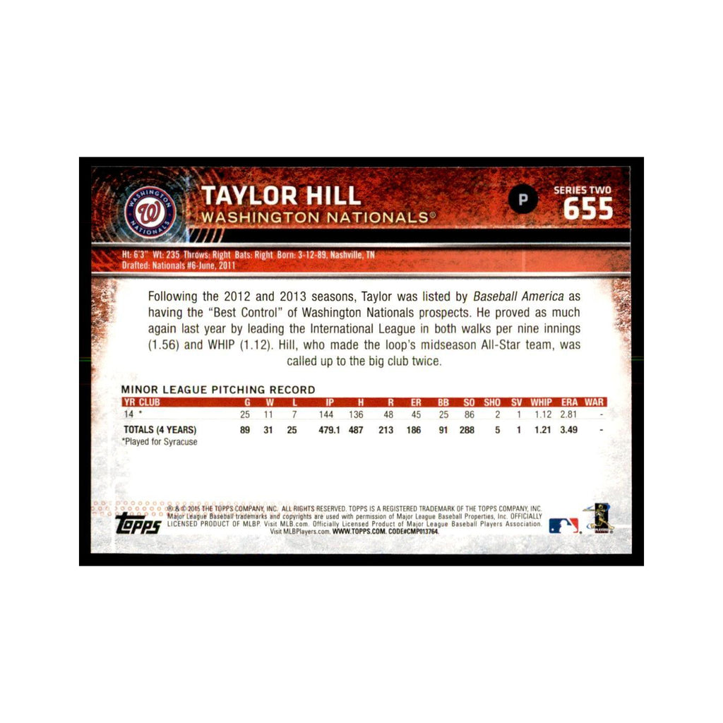 Taylor Hill 2015 Topps #655 Baseball Cards Baseball Card NM