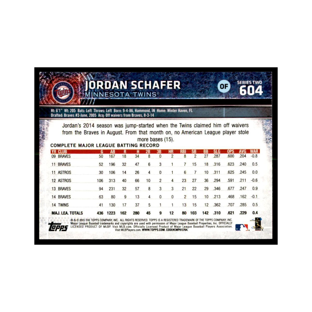 Jordan Schafer 2015 Topps #604 Baseball Cards Baseball Card NM