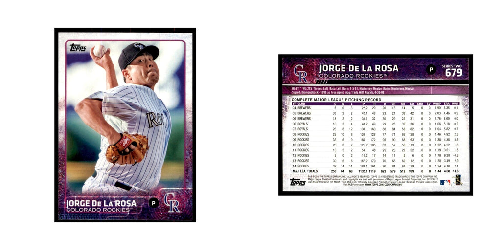 Jorge De La Rosa 2015 Topps #679 Baseball Cards Baseball Card NM