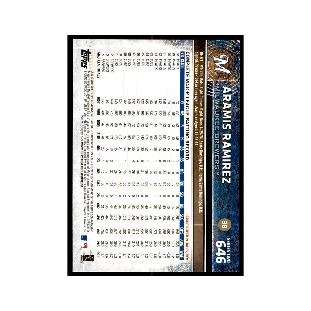 Aramis Ramirez 2015 Topps #646 Baseball Cards Baseball Card NM