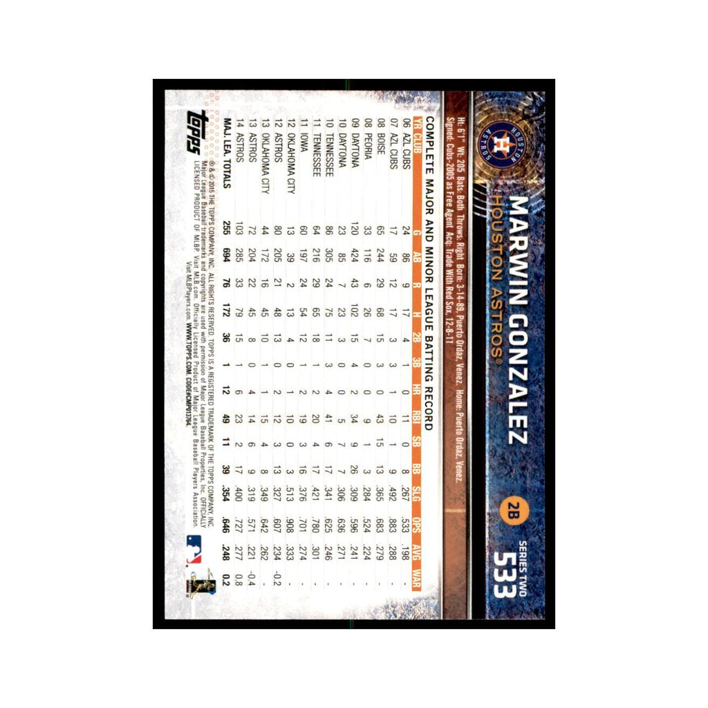Marwin Gonzalez 2015 Topps #533 Baseball Cards Baseball Card NM
