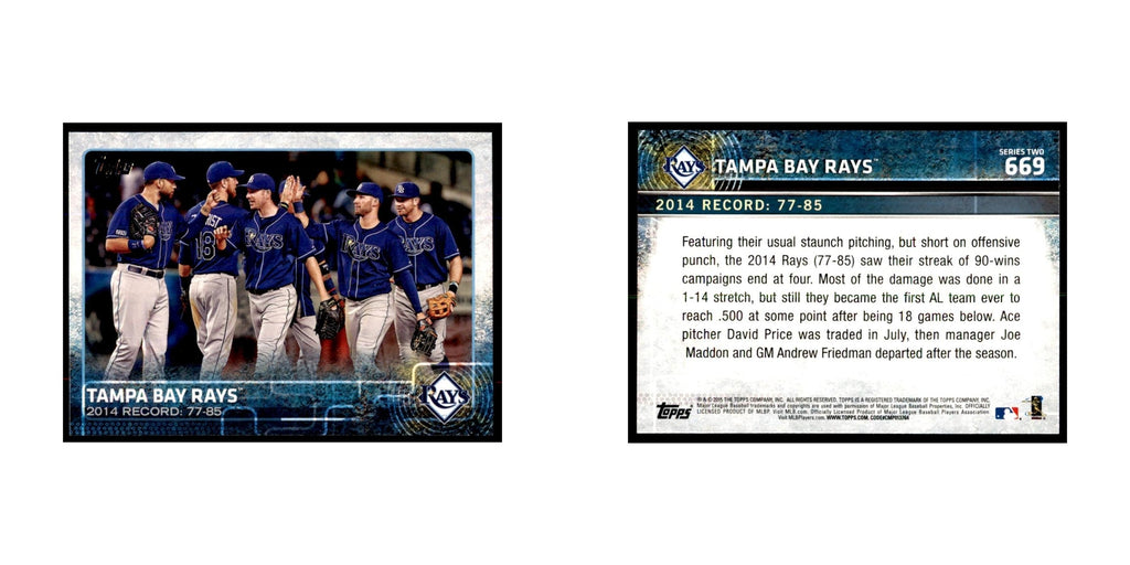 Tampa Bay Rays 2015 Topps #669 Baseball Cards Baseball Card NM