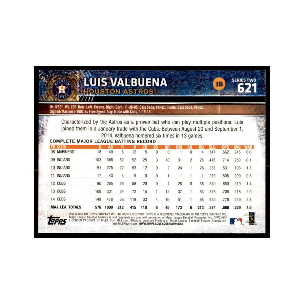Luis Valbuena 2015 Topps #621 Baseball Cards Baseball Card NM