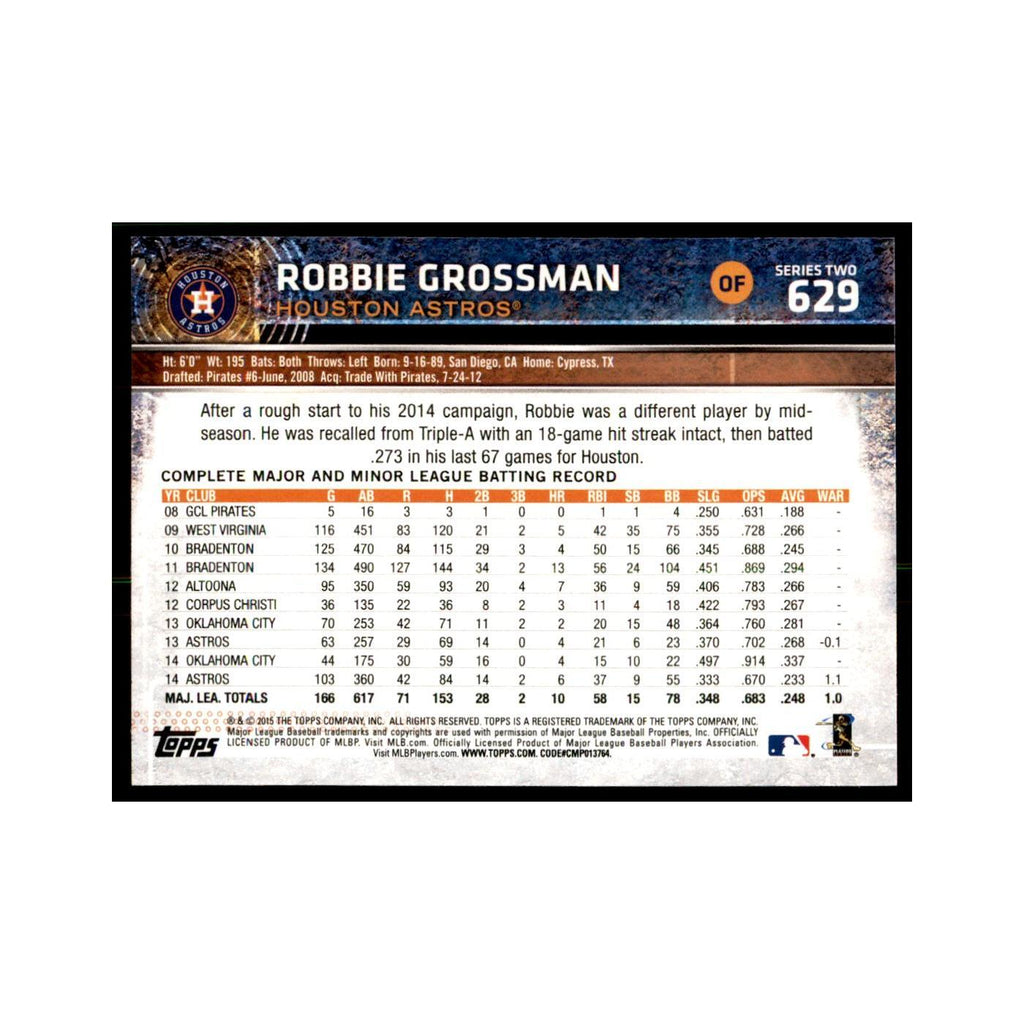 Robbie Grossman 2015 Topps #629 Baseball Cards Baseball Card NM