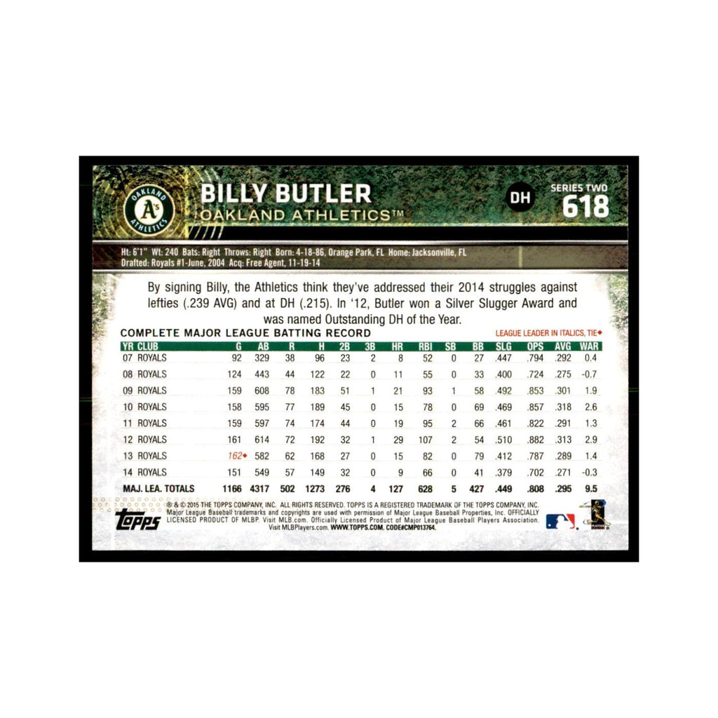 Billy Butler 2015 Topps #618 Baseball Cards Baseball Card NM