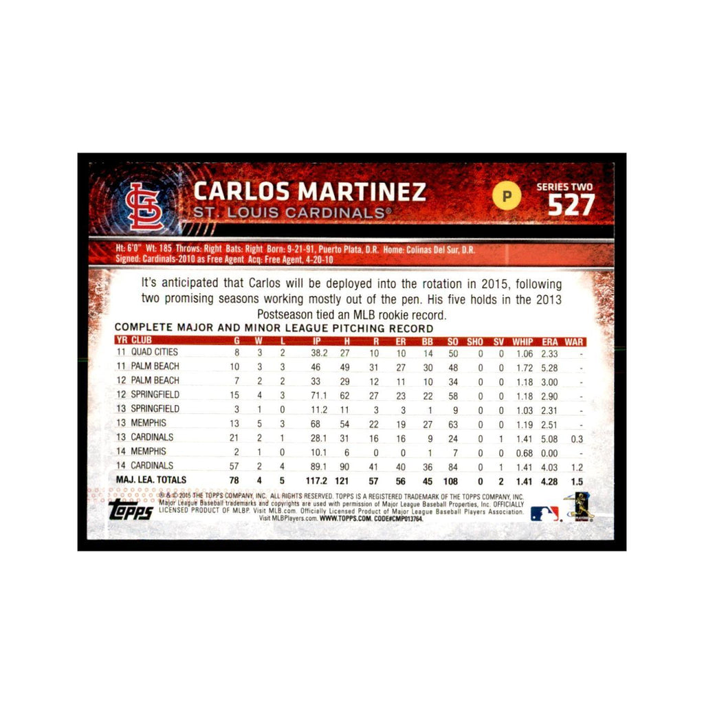 Carlos Martinez 2015 Topps #527 Baseball Cards Baseball Card NM