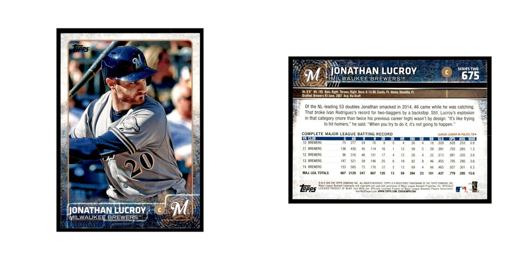 Jonathan Lucroy 2015 Topps #675 Baseball Cards Baseball Card NM