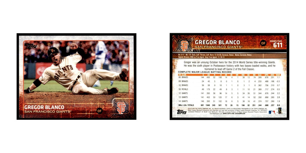 Gregor Blanco 2015 Topps #611 Baseball Cards Baseball Card NM