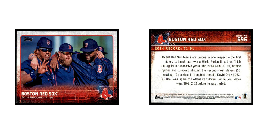 Boston Red Sox 2015 Topps #696 Baseball Cards Baseball Card NM