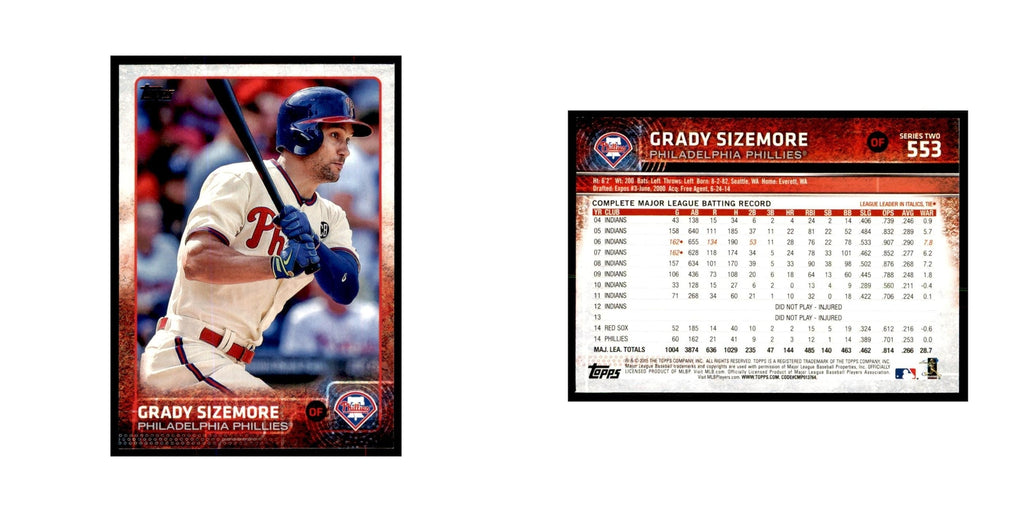 Grady Sizemore 2015 Topps #553 Baseball Cards Baseball Card NM