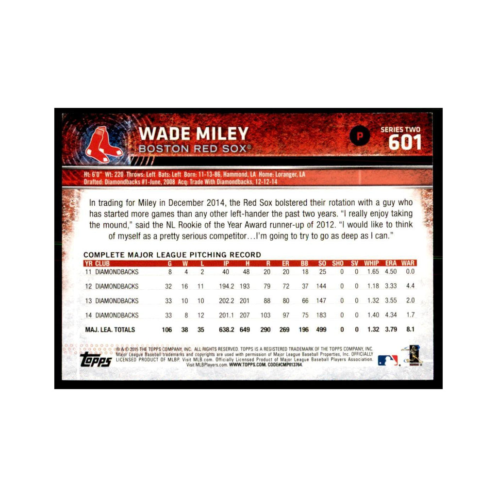 Wade Miley 2015 Topps #601 Baseball Cards Baseball Card NM