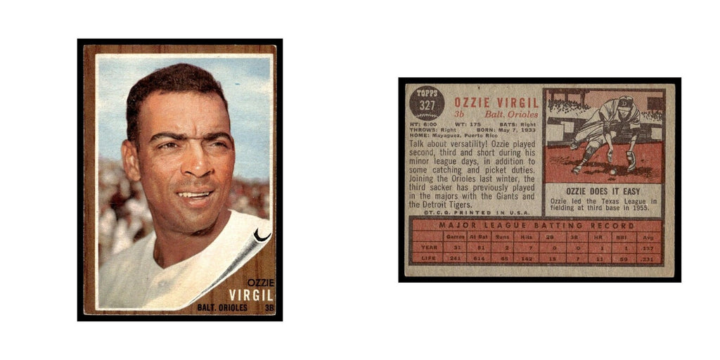 Ozzie Virgil 1962 Topps #327 Baltimore Orioles Baseball Card VG