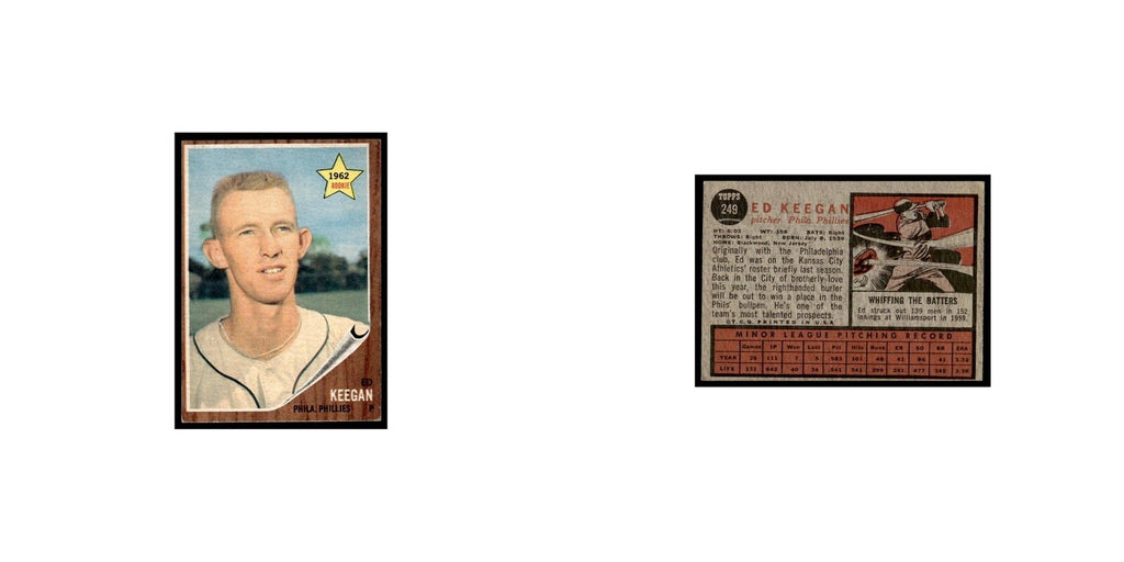 Ed Keegan Rookie 1962 Topps #249 Philadelphia Phillies Baseball Card VG