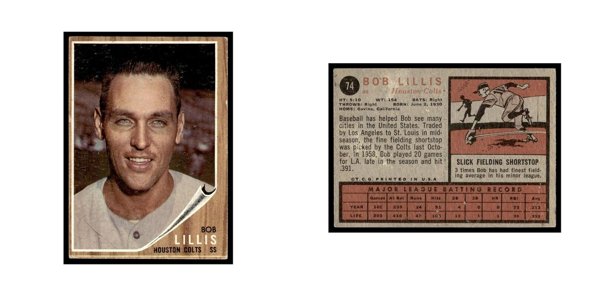 Bob Lillis 1962 Topps #74 Houston Colt .45s Baseball Card VG