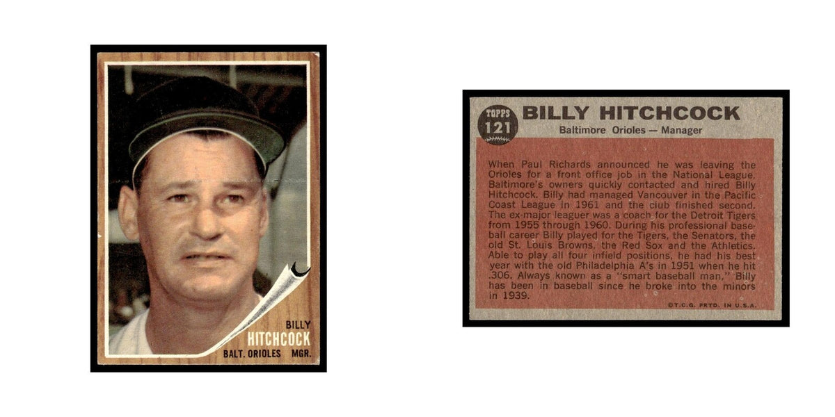 Billy Hitchcock 1962 Topps #121 Baltimore Orioles Baseball Card VG