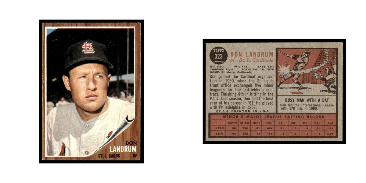 Don Landrum 1962 Topps #323 St. Louis Cardinals Baseball Card VG