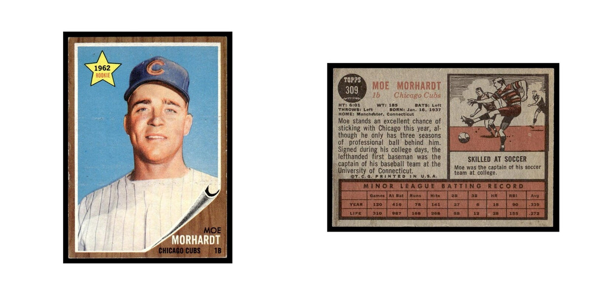Moe Morhardt Rookie 1962 Topps #309 Chicago Cubs Baseball Card VG