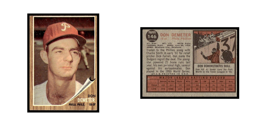 Don Demeter 1962 Topps #146 Philadelphia Phillies Baseball Card VG
