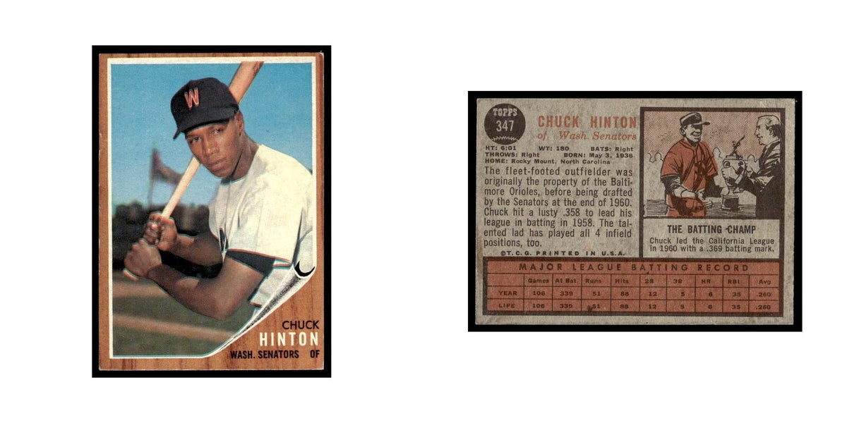 Chuck Hinton 1962 Topps #347 Washington Senators Baseball Card VG