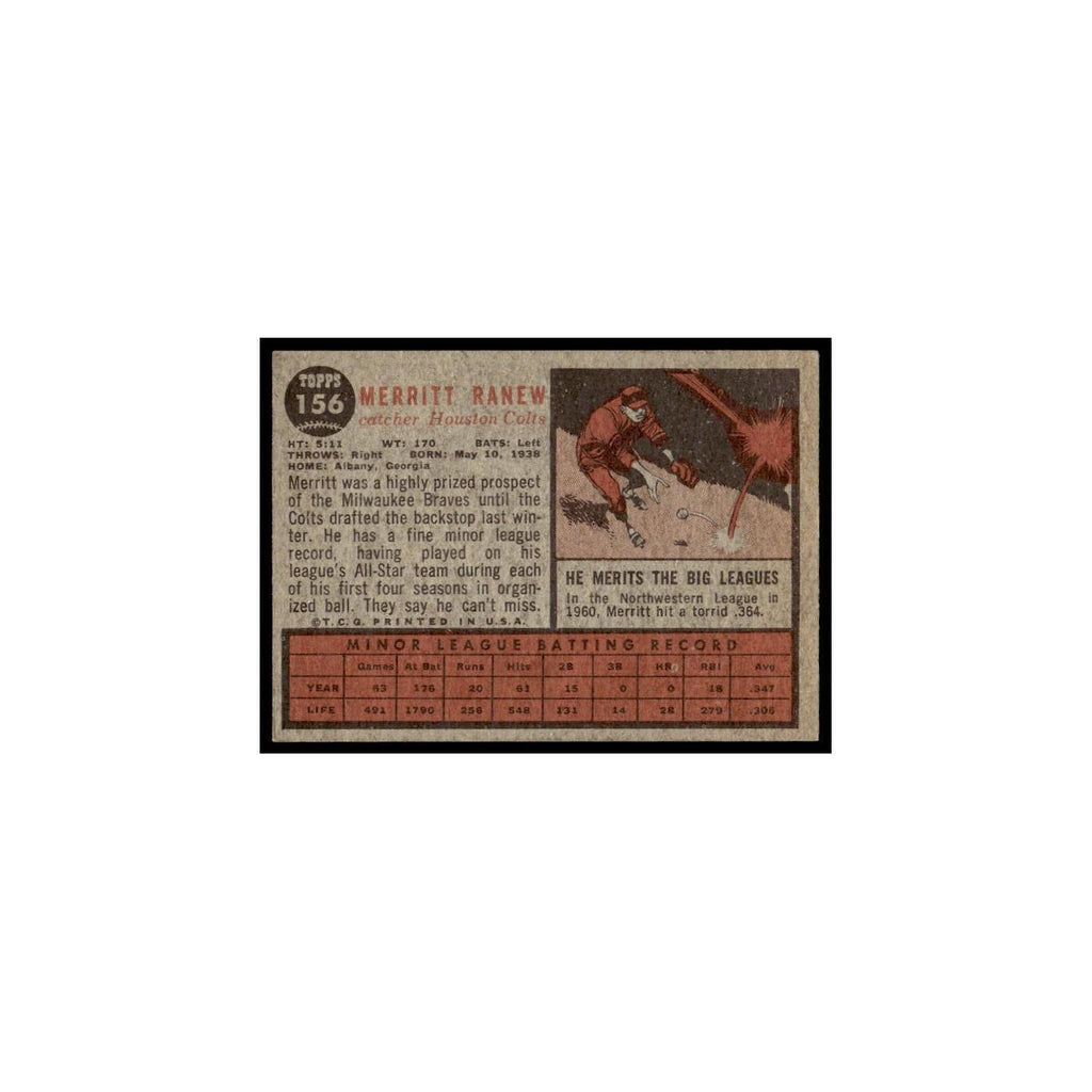 Merritt Ranew Rookie 1962 Topps #156 Houston Colt .45s Baseball Card VG