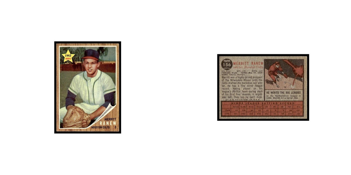 Merritt Ranew Rookie 1962 Topps #156 Houston Colt .45s Baseball Card VG