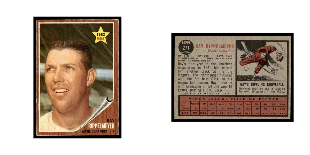 Ray Rippelmeyer Rookie 1962 Topps #271 Washington Senators Baseball Card VG