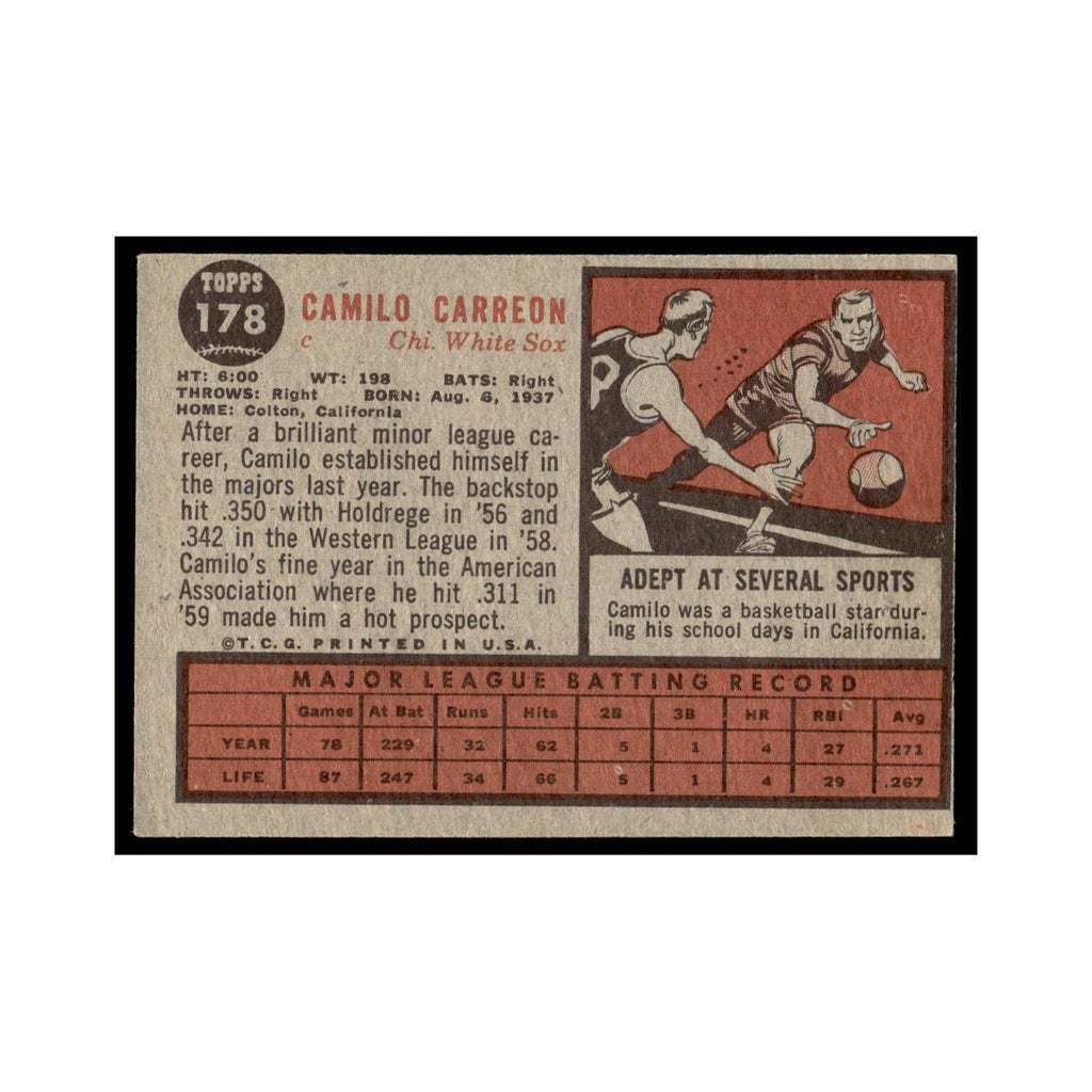 Camilo Carreon 1962 Topps #178 Chicago White Sox Baseball Card VG