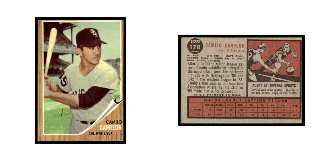 Camilo Carreon 1962 Topps #178 Chicago White Sox Baseball Card VG
