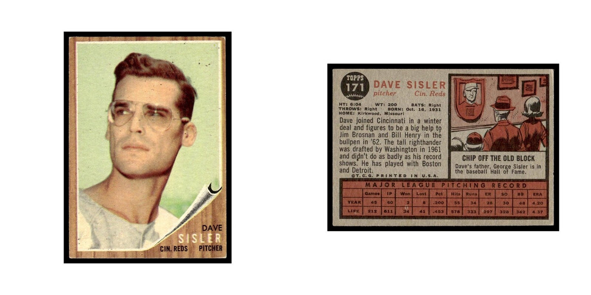 Dave Sisler 1962 Topps #171 Cincinnati Reds Baseball Card VG