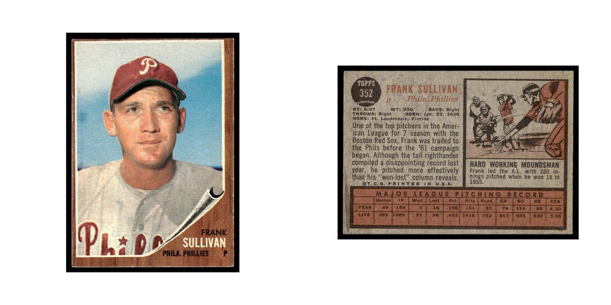 Frank Sullivan 1962 Topps #352 Philadelphia Phillies Baseball Card VG