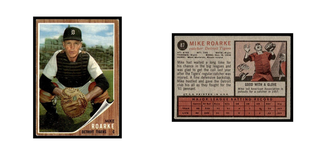 Mike Roarke 1962 Topps #87 Detroit Tigers Baseball Card VG
