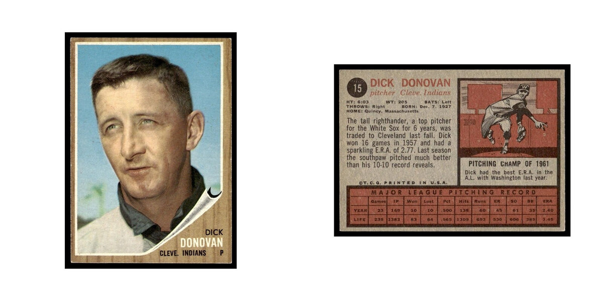 Dick Donovan 1962 Topps #15 Cleveland Indians Baseball Card VG