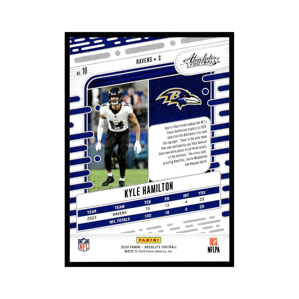Kyle Hamilton 2024 Panini Absolute #10 Baltimore Ravens Football Card NM