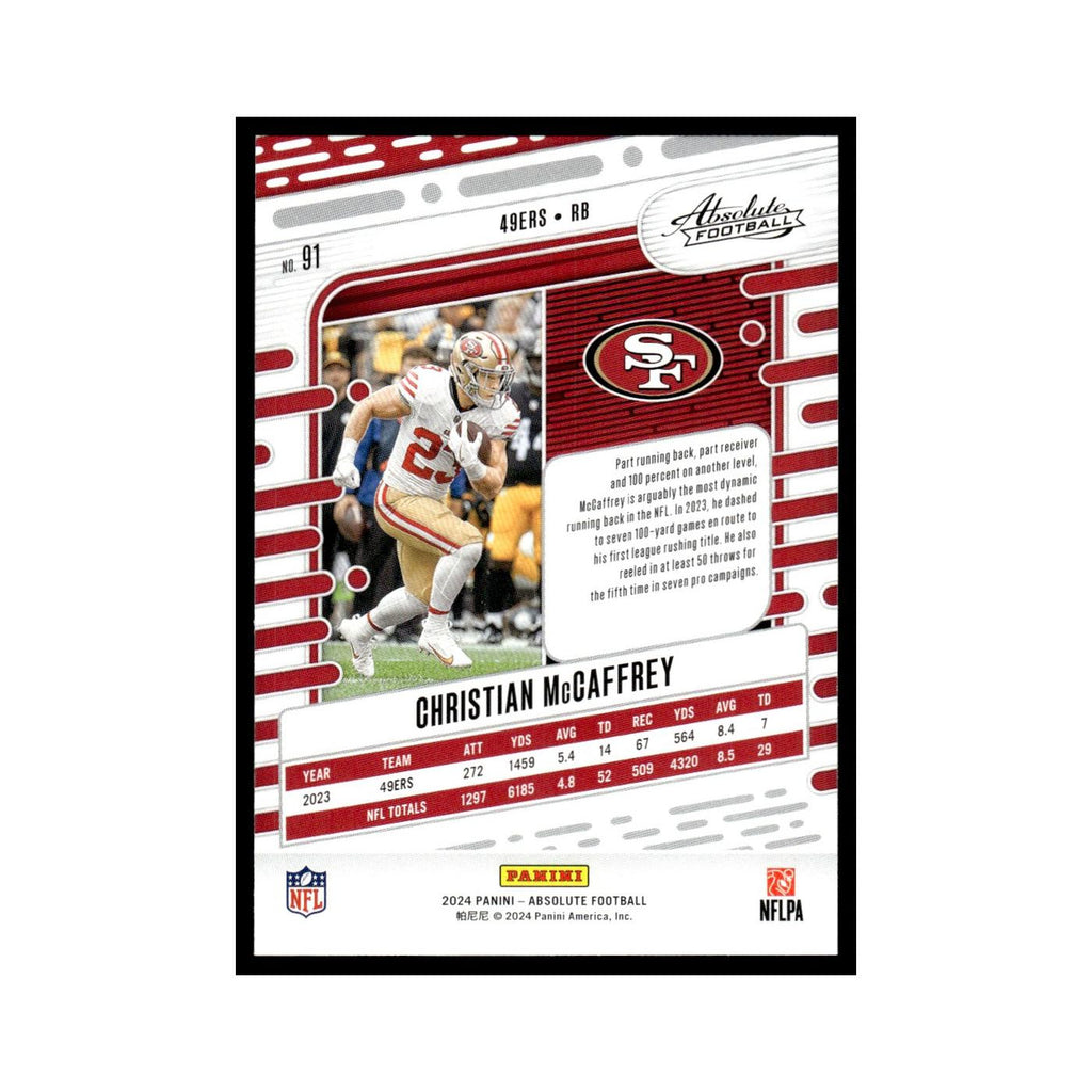Christian McCaffrey 2024 Panini Absolute #91 San Francisco 49ers NM
