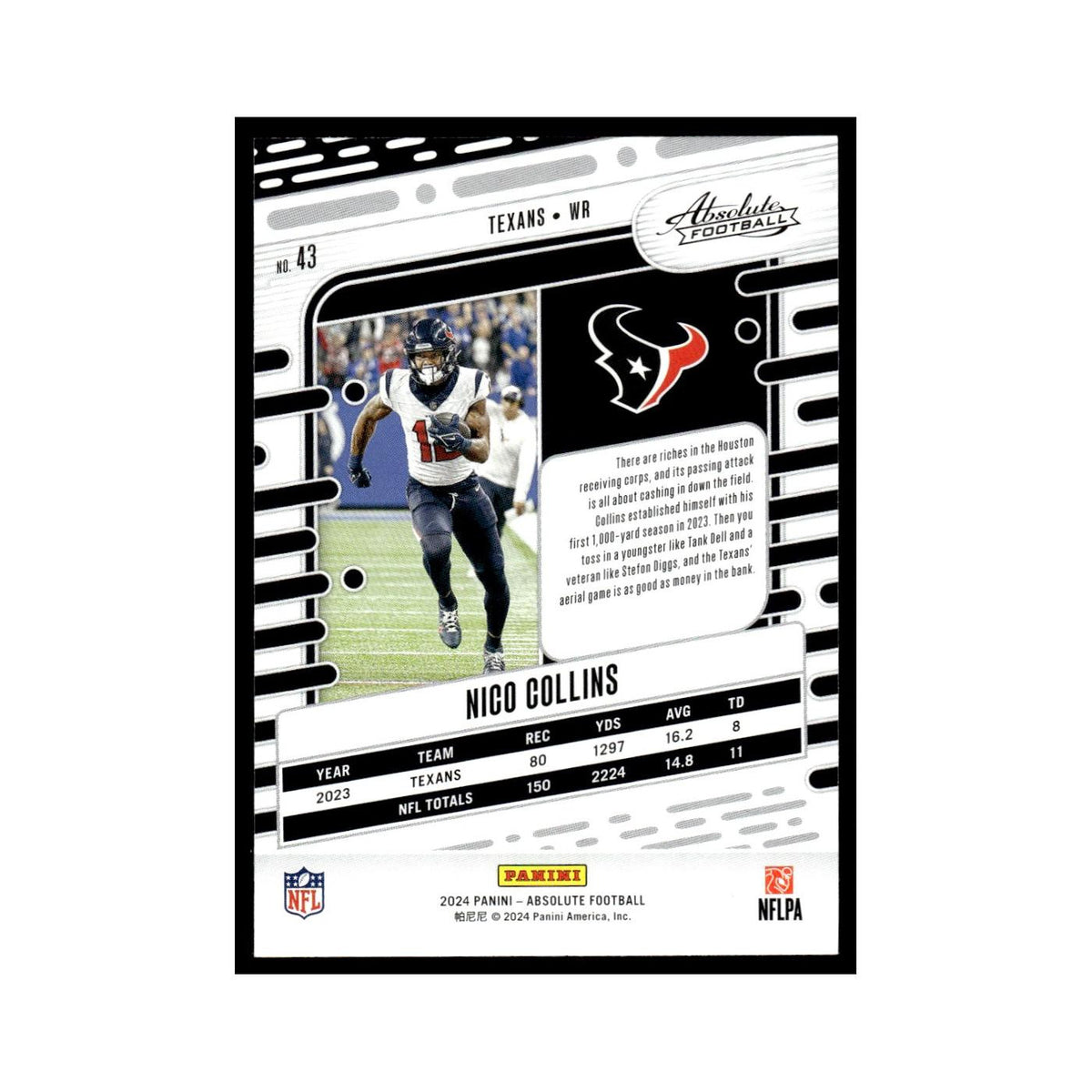 Nico Collins 2024 Panini Absolute #43 Houston Texans Football Card NM