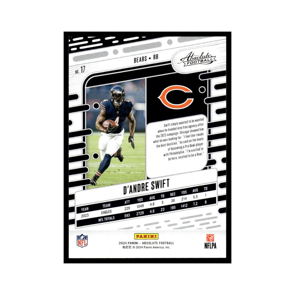 D'Andre Swift 2024 Panini Absolute #17 Chicago Bears Football Card NM