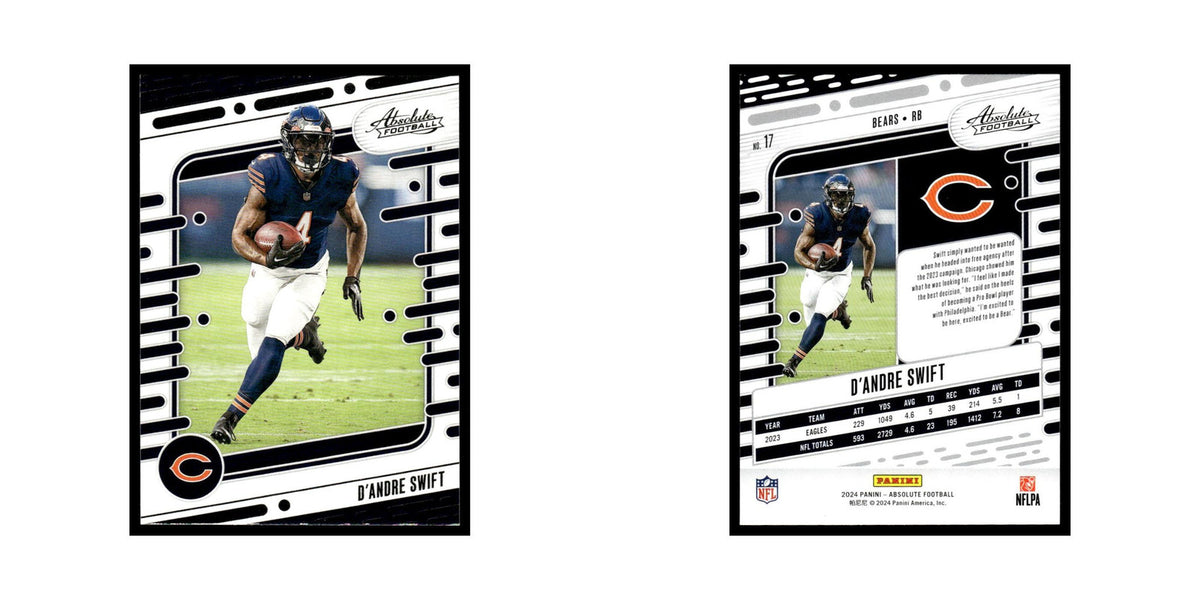 D'Andre Swift 2024 Panini Absolute #17 Chicago Bears Football Card NM