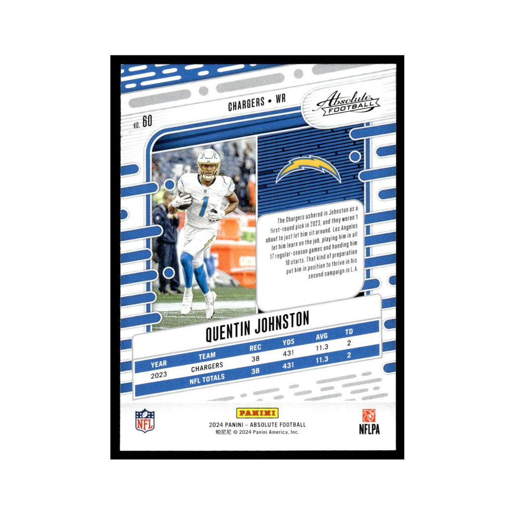 Quentin Johnston 2024 Panini Absolute #60 Los Angeles Chargers Football Card NM