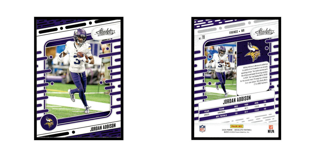 Jordan Addison 2024 Panini Absolute #70 Minnesota Vikings Football Card NM