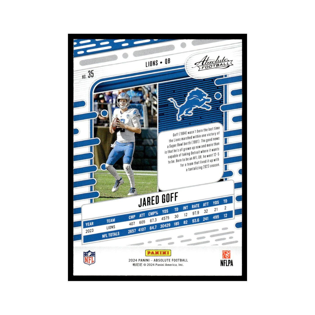 Jared Goff 2024 Panini Absolute #35 Detroit Lions Football Card NM