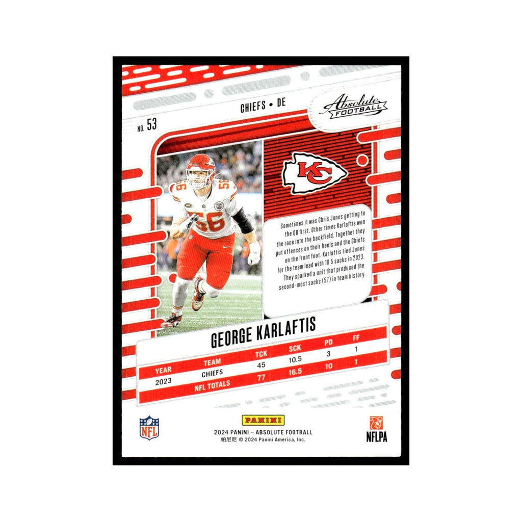 George Karlaftis 2024 Panini Absolute #53 Kansas City Chiefs Football Card NM
