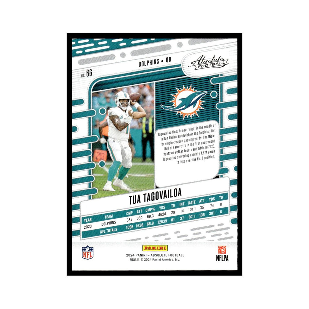 Tua Tagovailoa 2024 Panini Absolute #66 Miami Dolphins Football Card NM